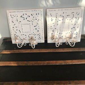 Distressed metal wall sconces- set of 2